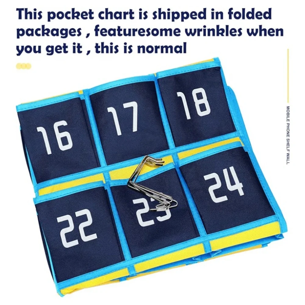 36 Numbered pockets Hanging Organizer for Classroom. 1 Package of 6 ea.Brand New